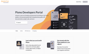 Pismo Developers home page screenshot