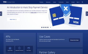 Visa Developer Center home page screenshot