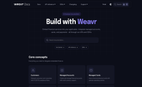 Screenshot of Weavr Docs Home page header