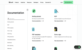 Screenshot of the Anvil Developer Documentation Home page header