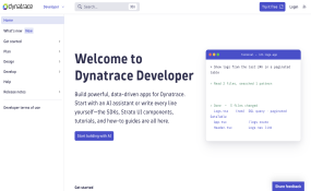 Screenshot of Dynatrace Developer's hero section