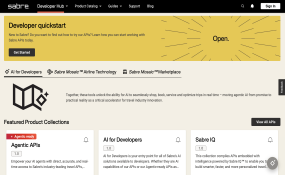Screenshot of Sabre Developer Hub header section