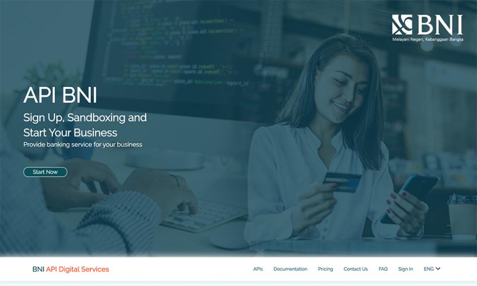 BNI API Digital Services hero screenshot