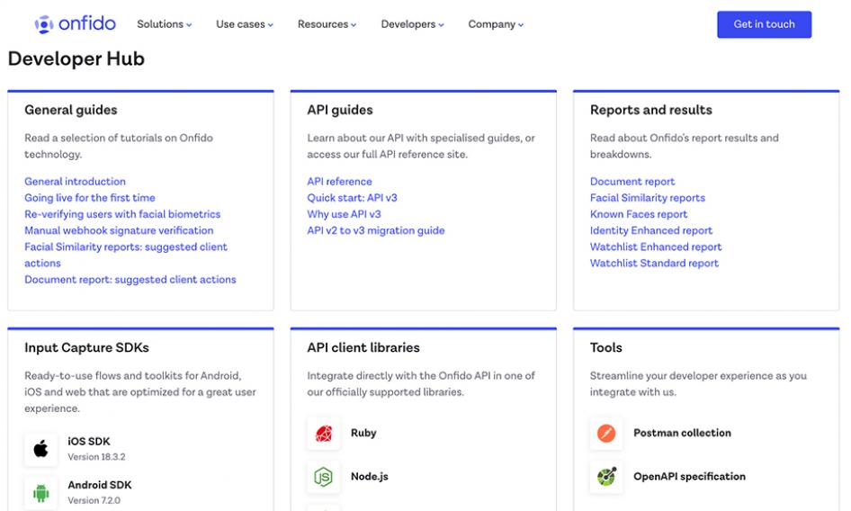Onfido Developer Hub