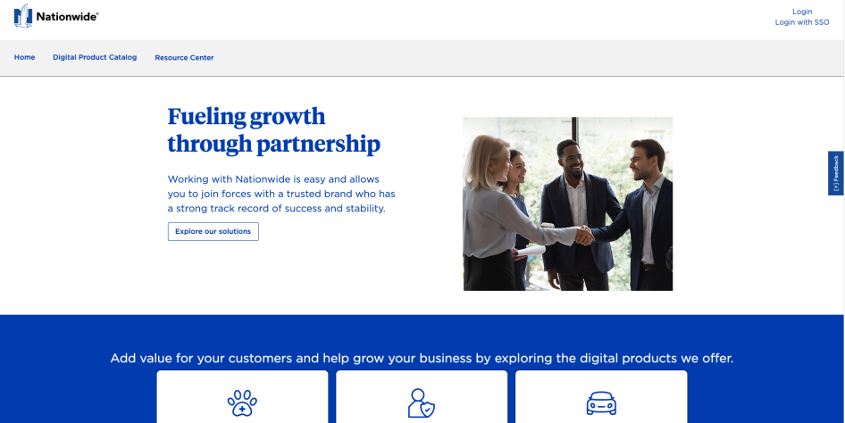 Nationwide Partnership Portal Home page screenshot