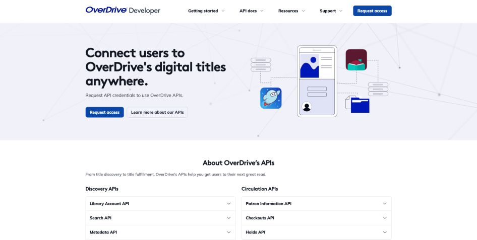 OverDrive Developer Portal Home page screenshot