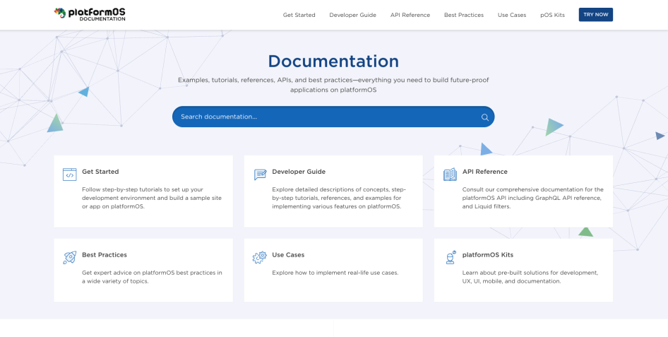 platformOS Developer Portal Home page screenshot