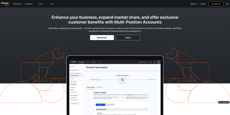 Finxact.io Home page screenshot