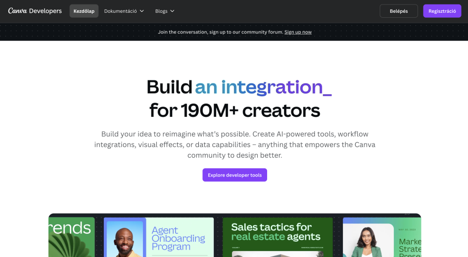 Canva Developers Home page screenshot