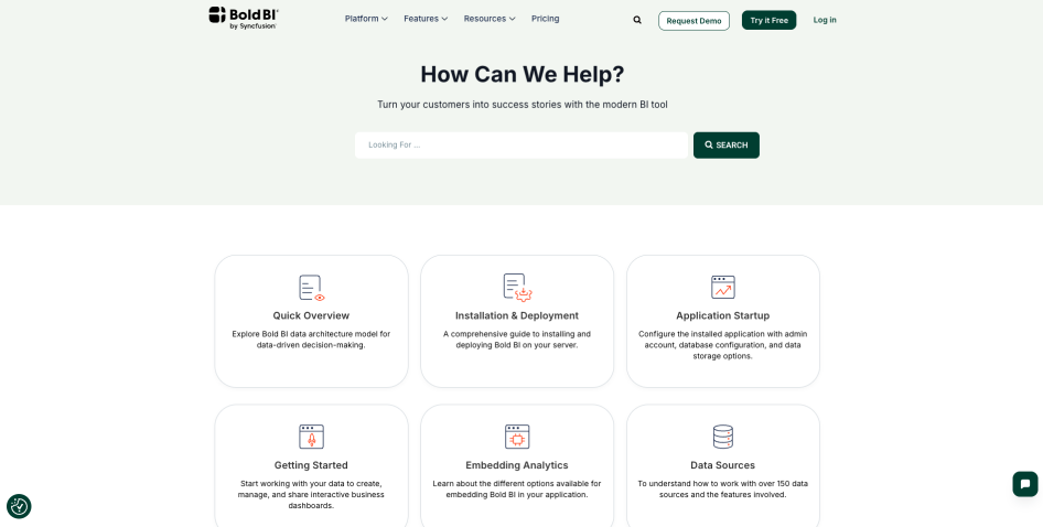 Bold BI® Developer Portal Home page screenshot