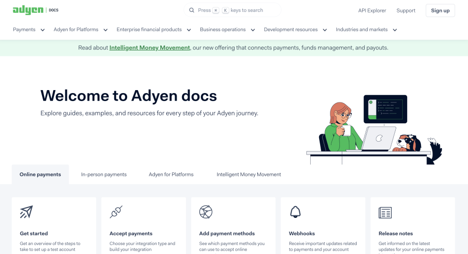 Screenshot of Adyen Docs' header 